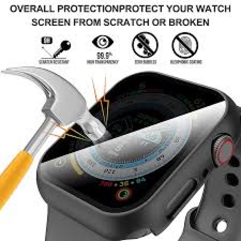 Oem Full Face Tempered Glass Προστατευτικό Οθόνης Privacy για το Apple Watch 45mm Μαύρο