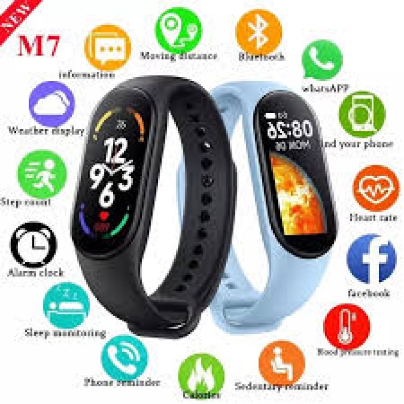 M7 Smart Band Ρολόι Bluetooth Smartwatch με Καταγραφή Βημάτων, Ύπνου & Καρδιακών Παλμών Μαύρο