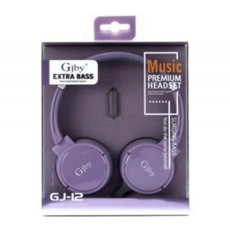 Gjby Stereo Headphones GJ-12 Ενσύρματα Ακουστικά με Υποδοχή 3.5mm και Μικρόφωνο Μωβ 