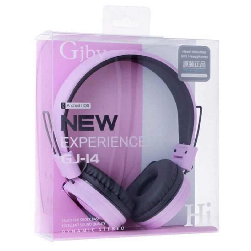 Gjby Stereo Headphones GJ-14 Ενσύρματα Ακουστικά με Υποδοχή 3.5mm και Μικρόφωνο Μωβ 