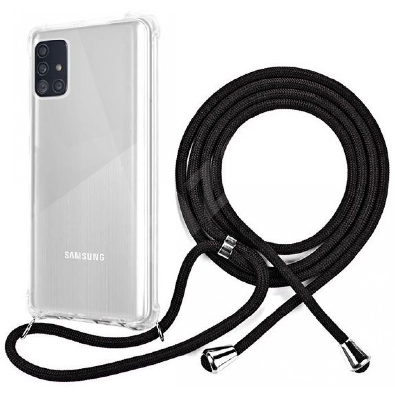 Oem Cord Silicone  Διάφανη Θήκη Για Samsung Galaxy S20 Με Λουρί Μαύρο\