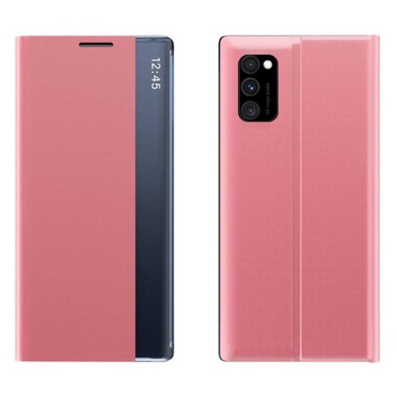 Oem Θήκη Clear View Cover Standing Με Ημιδιάφανη οθόνη Για Xiaomi Redmi 9T / Poco M3 / 9 Power / Note 9 4G  Χρυσή - Ροζ