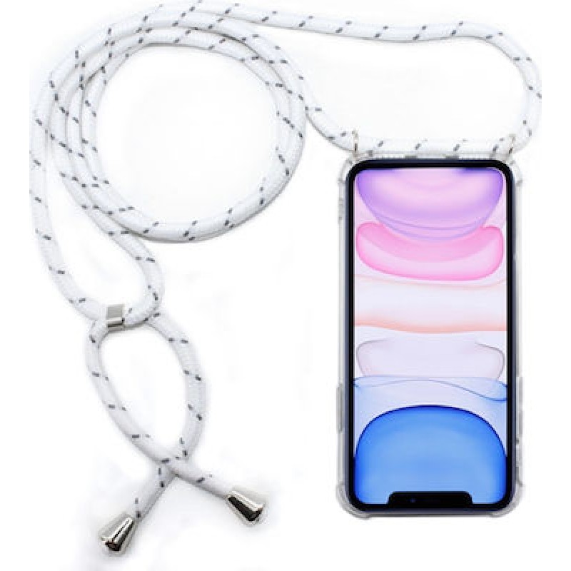 Oem Cord Silicone   Διάφανη Θήκη Για Xiaomi Redmi 9T / Poco M3 / 9 Power / Note 9 4G Με Λουρί Ασπρο