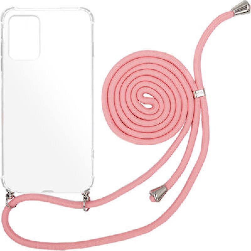 Oem Cord Silicone  Διάφανη Θήκη Για Apple iPhone 11 Pro Με Λουρί Ροζ