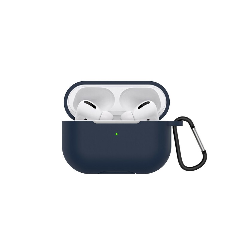 Oem Θήκη Σιλικόνης Με Γάντζο Για Apple Airpods Pro Μπλε Σκούρο