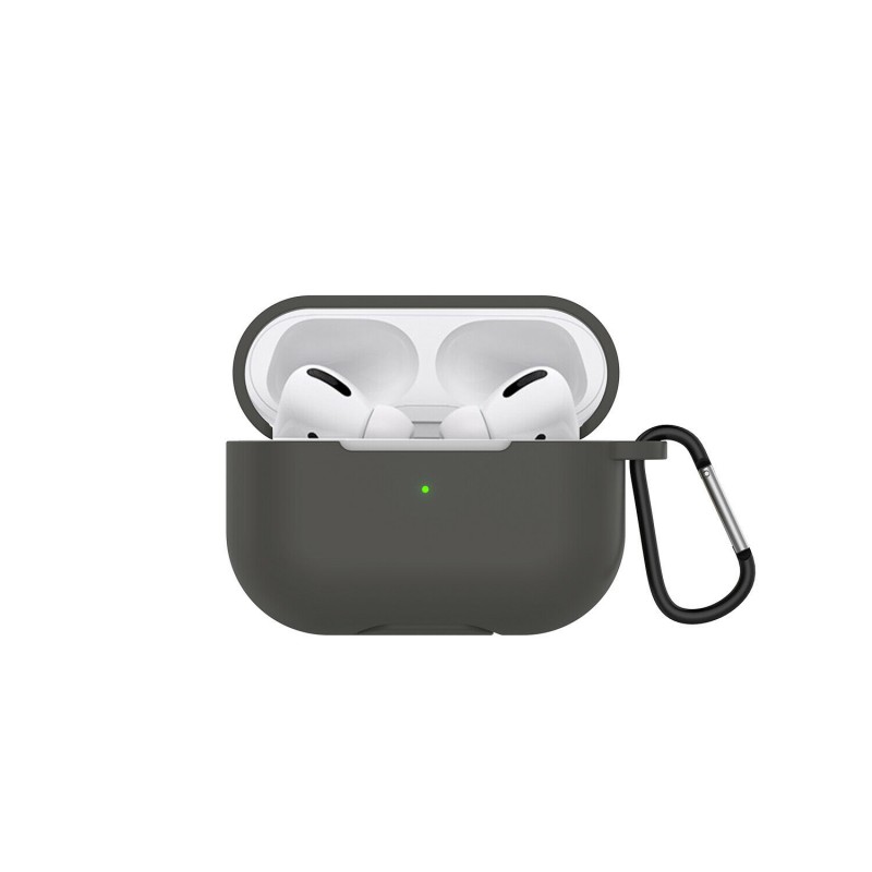 Oem Θήκη Σιλικόνης Με Γάντζο Για Apple Airpods Pro Γκρι