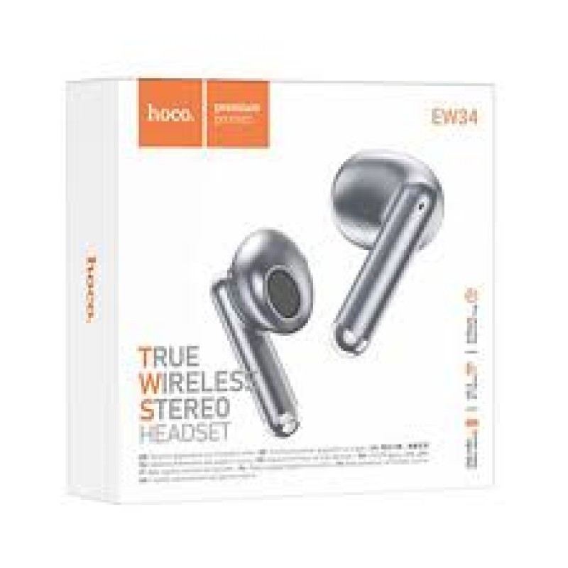 Hoco EW34 Earbud Bluetooth Handsfree Ακουστικά Με Θήκη Φόρτισης Γκρι