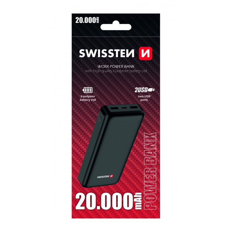 Swissten Worx Powerbank  Power 20000mAh ΜΑΥΡΟ