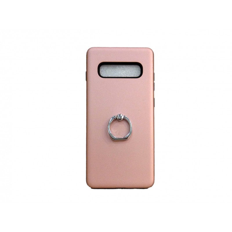 OEM Hard Back Cover Ring Stand Case Σκληρή Θήκη με Δαχτυλίδι Στήριξης Για Samsung Galaxy S10E Ροζ - Χρυσό