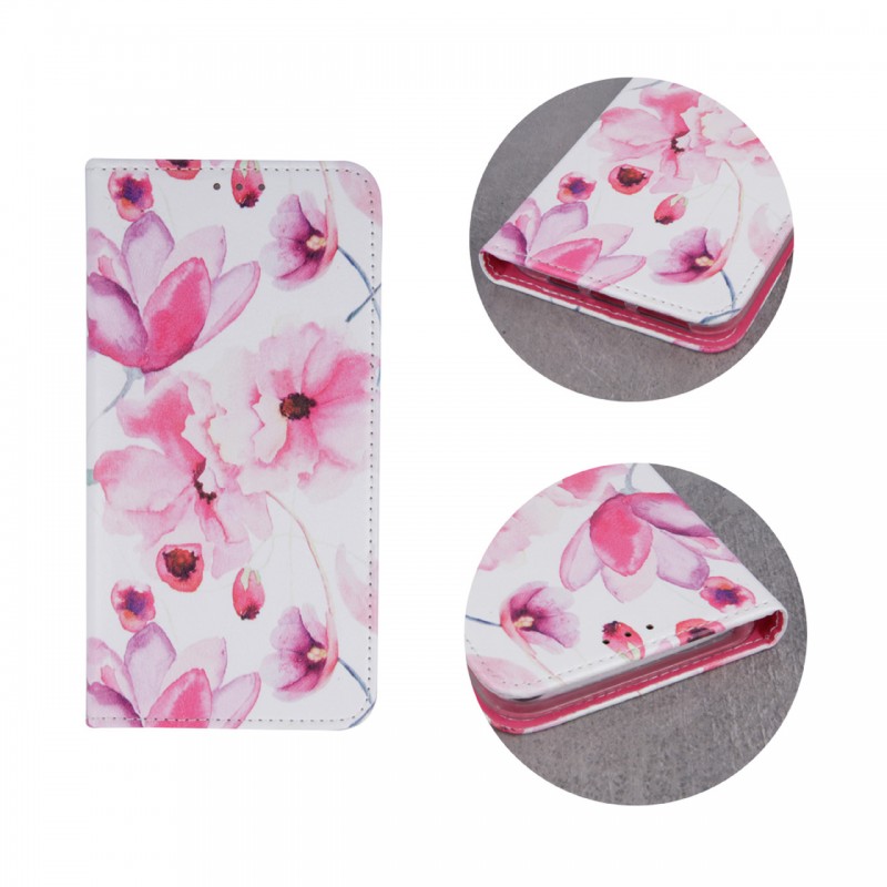  Oem Θήκη Βιβλίο Smart Magnet Trendy  Pink Flowers Για Apple iPhone XS Max  Ροζ