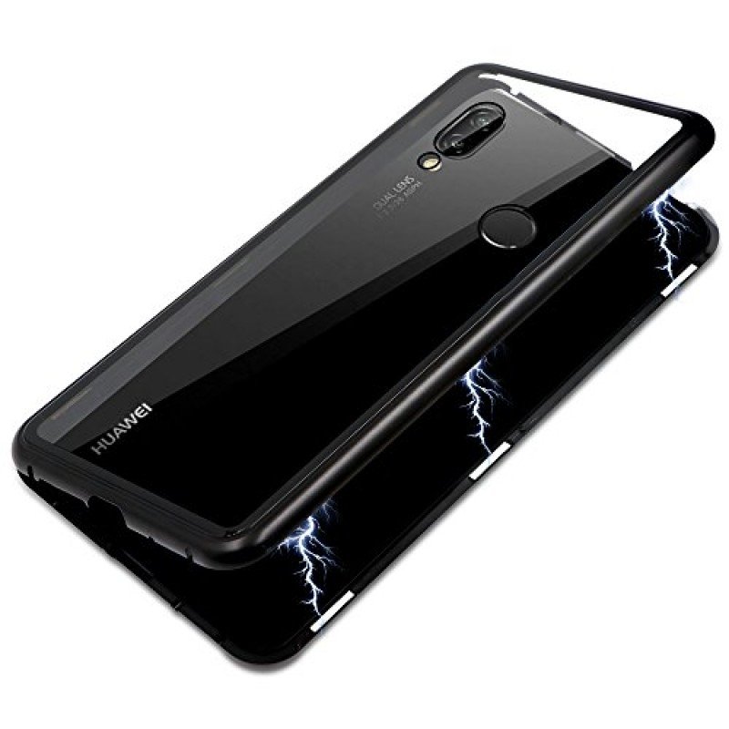 oem Μαγνητική Μεταλλική Θήκη Detachable Metal Frame με Πίσω Όψη από Tempered Glass Για Huawei P20 Lite  Μαύρο