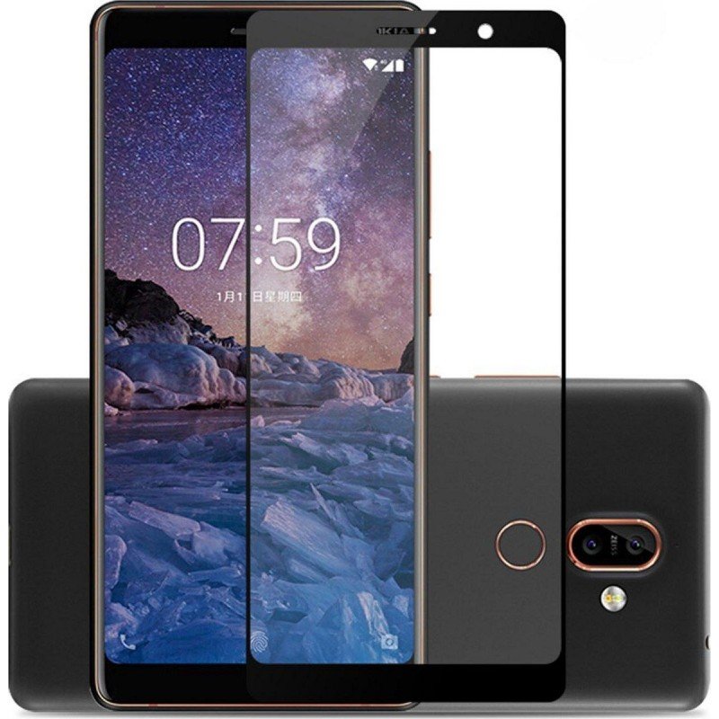 Oem Full Face Tempered glass Box Για   Nokia 5.1 PLUS 2018  Μαύρο