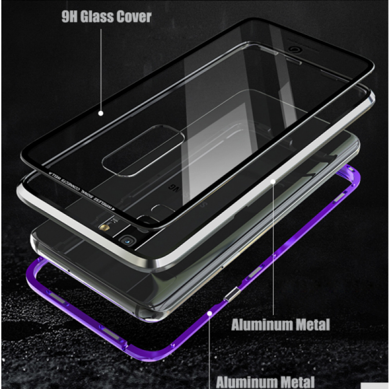 oem Μαγνητική Μεταλλική Θήκη Detachable Metal Frame με Πίσω Όψη από Tempered Glass Για Samsung Galaxy S9  Μαύρο