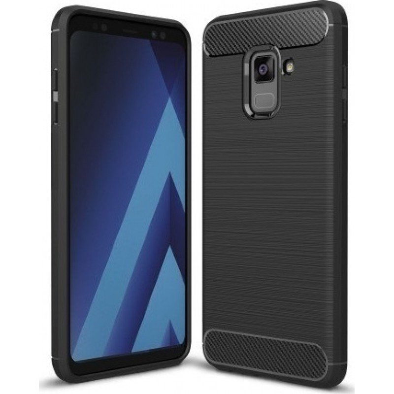 Oem Θήκη Σιλικόνης Carbon Για Samsung Galaxy A8 2018 / A5 2018  Μαύρο