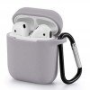 Oem Θήκη Σιλικόνης Με Γάντζο ΓΙΑ Apple Airpods / Airpods 2 Γκρι