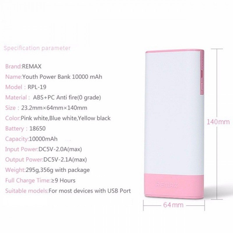 Remax Youth Powerbank 10000mAh RPL-19 WHITE BLUE