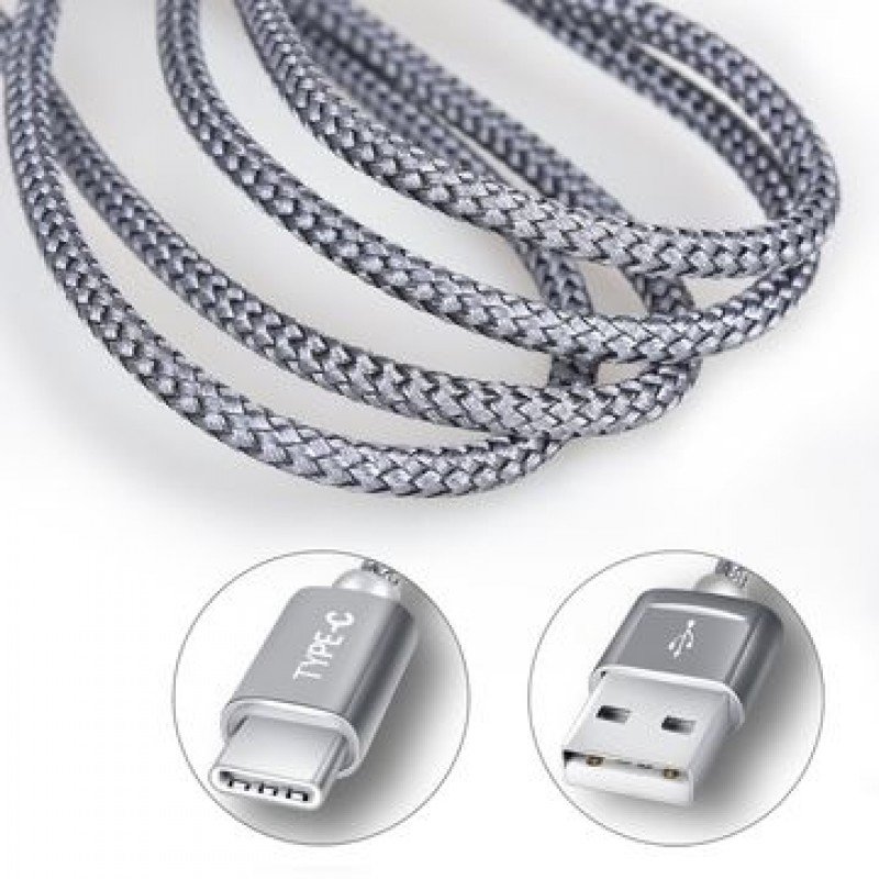 Oem Καλώδιο γρήγορης Φόρτισης Usb Type-C 2m ασημί