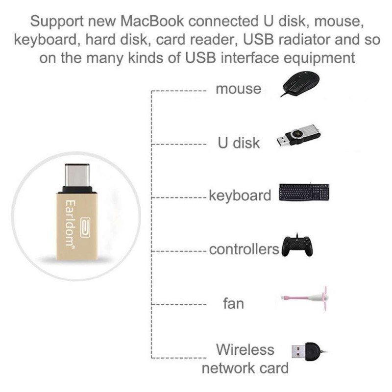 OEM Earldom USB-C σε USB OTG Αντάπτορας Ασημί