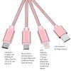 OEM Καλώδιο γρήγορης Φόρτισης 3 σε 1 USB με υποδοχή Lightning, Micro Usb και Usb Type-C 1,2 m ροζ