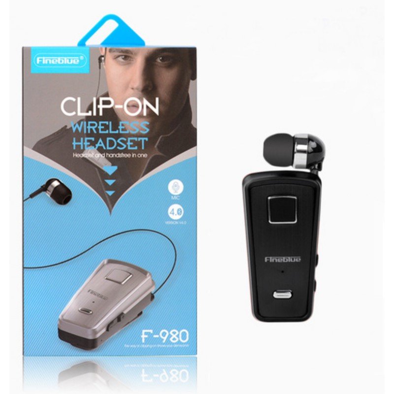 Fineblue Bluetooth Wireless Headset με Δόνηση & Καλώδιο Fineblue F980 Black