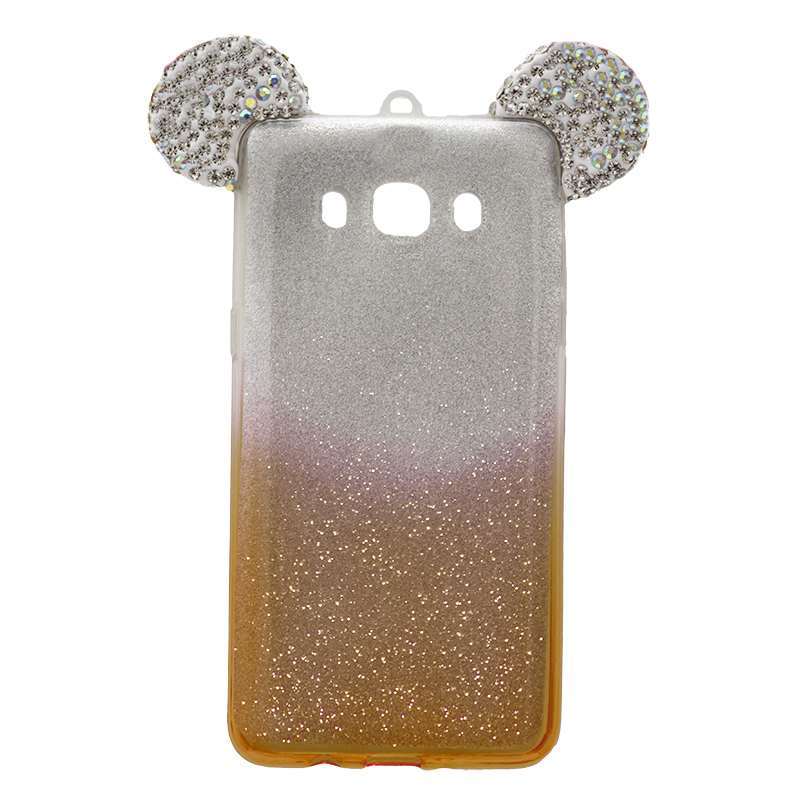 OEM  Σιλικόνης Glitter Με Σχέδιο Αυτιά Mickey Για Samsung Galaxy J3 2016  Κίτρινο