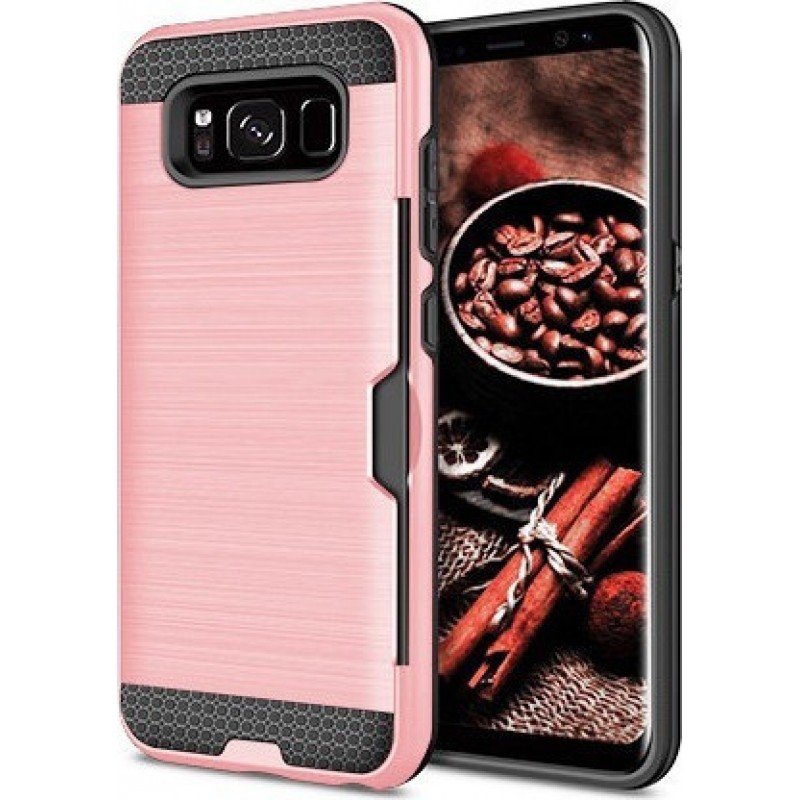 Defender Card Case με υποδοχή καρτών Για Samsung Galaxy S9 Ροζ - Χρυσό