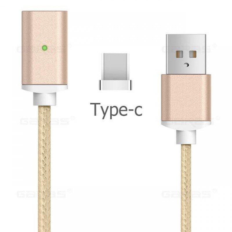 Oem Magnetic USB to Lightning Data Cable – Μαγνητικό Καλώδιο Φόρτισης Και Δεδομένων USB Σε Usb type C 1m  - Χρυσό