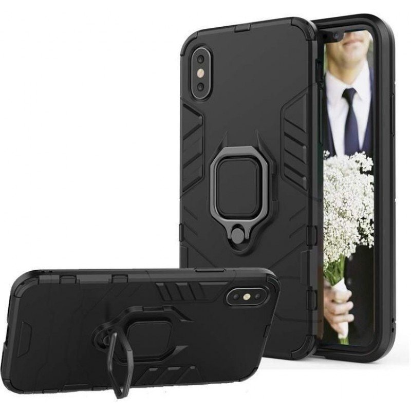 OEM Ring Holder Back Cover Για Apple iPhone X / XS  Μαύρο