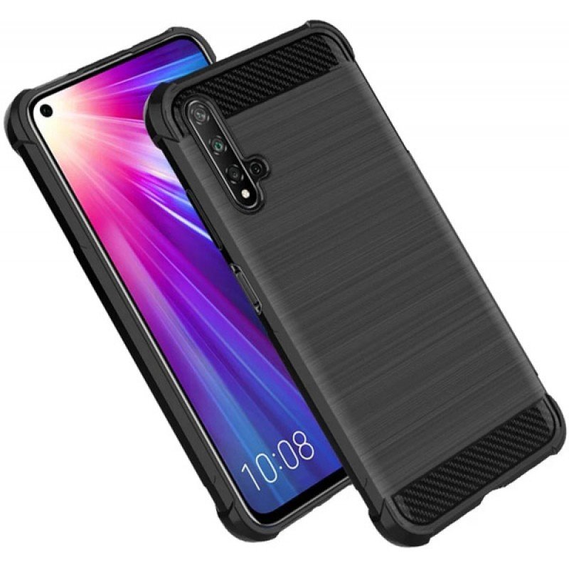 Oem Θήκη Σιλικόνης Carbon Για Huawei Honor 20 / Nova 5T  Μαύρο