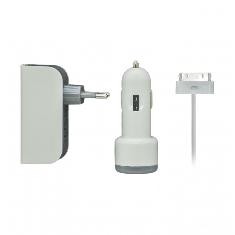 Forever Apple 30pin Wall & Car Adapter Set Λευκό