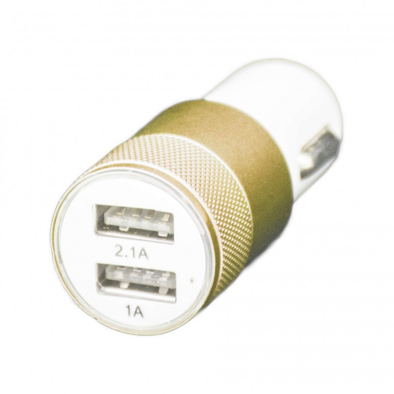 OEM Φορτιστής Αναπτήρα Αυτοκινήτου (USB) 2πλός 2.1A Μεταλλικός Χρυσός