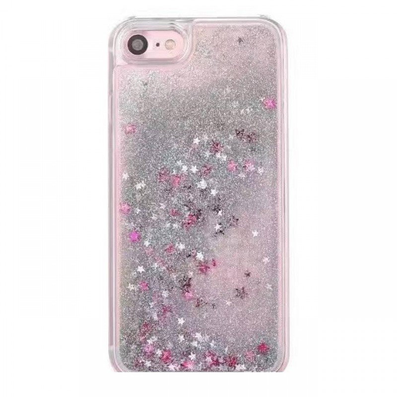 Oem Θήκη TPU Με Υγρό Glitter Για    Apple iPhone 7 / 8 Plus Ασημί - Ροζ