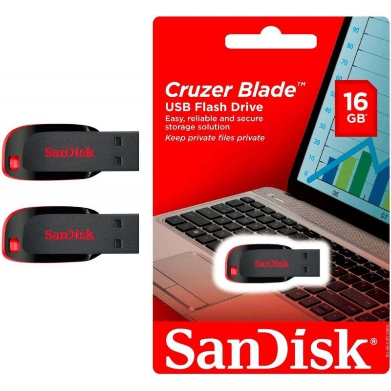 SANDISK Pendrive 16GB CRUZER BLADE USB 2.0 BLACK/RED