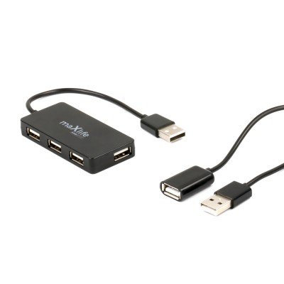 Maxlife Home Office USB 2.0 hub USB - 4x USB 0,15m Μαζί Με Καλώδιο 1,5m Μαύρο