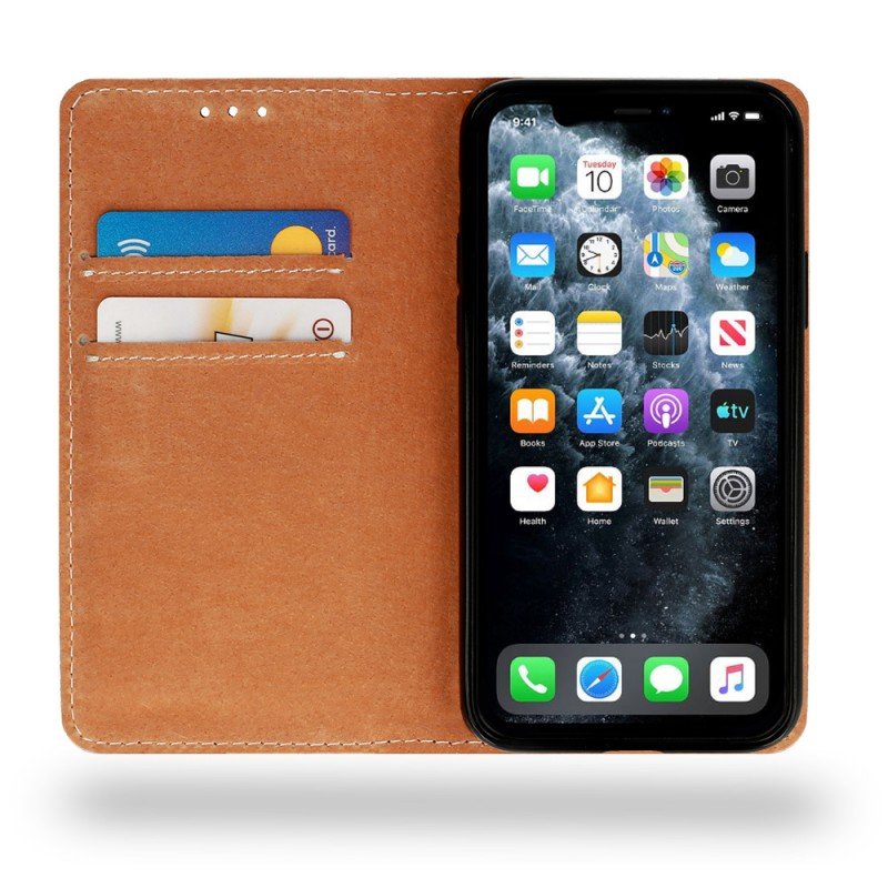 Θήκη Βιβλίο Genuine  Leather Case Για Apple iPhone 13 6.1''  Καφέ