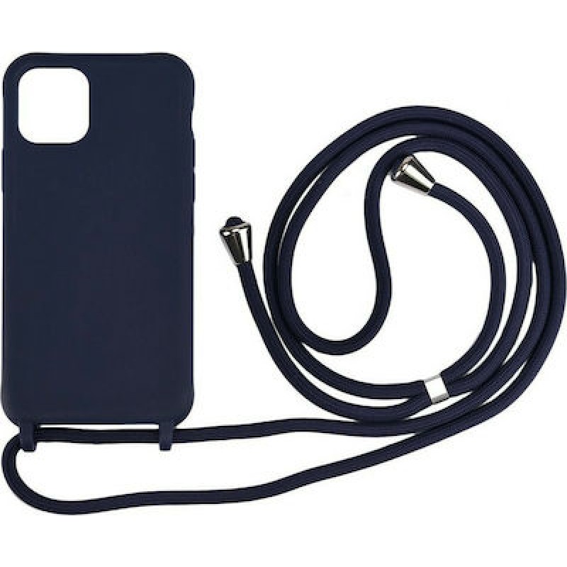 Oem Cord Silicone Σκούρα - Μπλε Θήκη Για  Apple iPhone 15 Plus 5G 6,7" Με Λουρί Σκούρο - Μπλε