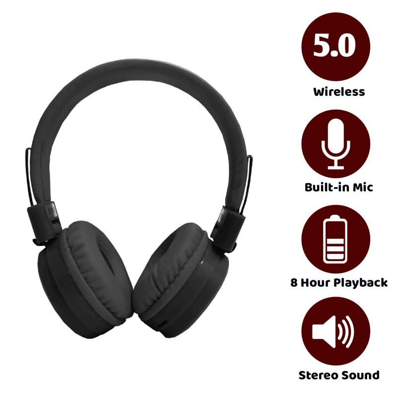 L100X Bluetooth Headset with HD Microphone, Wireless HiFi Super Bass Stereo On-Ear Headphone Μαύρο