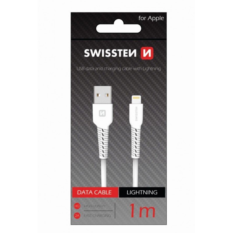 Swissten Lightning  USB Καλώδιο 1m Άσπρο