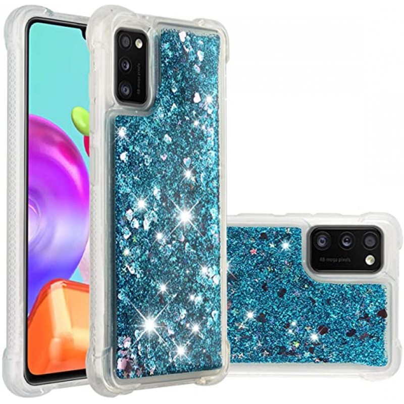 Oem Θήκη TPU Με Υγρό Glitter Για   Samsung Galaxy A41  Μπλε